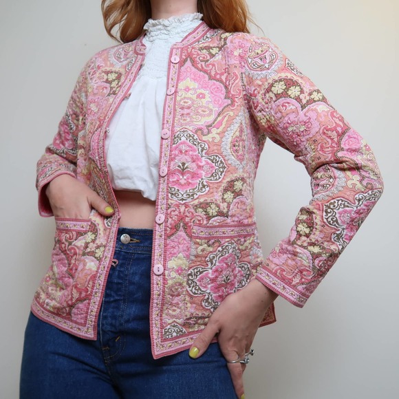 na Jackets & Blazers - Vintage 70s pink paisley quilted reversible jacket